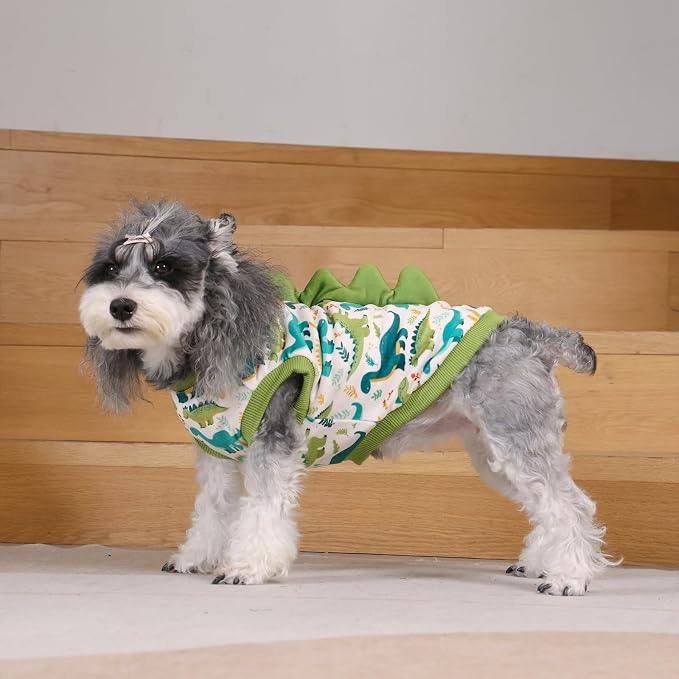 CuteBone Dinosaur Costume Dog Shirt, Stretchy Velvet T-Shirt Clothes for Small Dogs, Soft & Breathable Pet Tee Outfit Cat Apparel for Daily Wear, Cozy Pullover Design Puppy Fashion COSBX03XS