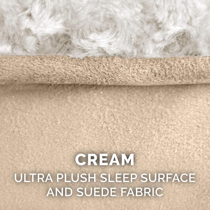 Furhaven Replacement Dog Bed Cover Ultra Plush Faux Fur & Suede Contour Luxe Lounger, Machine Washable - Cream, Giant (XXX-Large)