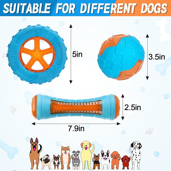 3 Pcs Interactive Dog Pool Toys, Water Floating Toys for Medium Large Dogs