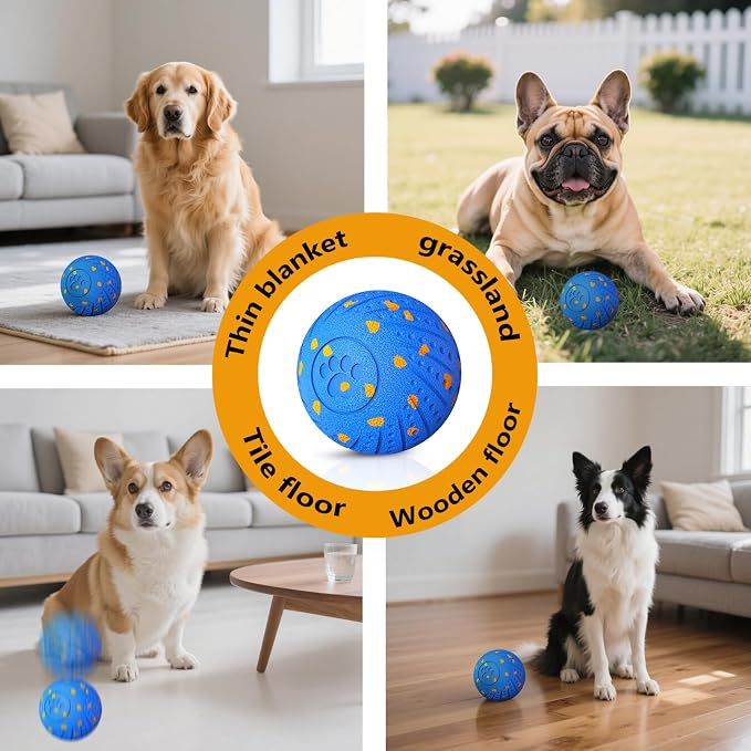 Interactive Dog Toys Smart Dog Ball for Aggressive Chewers Auto Bounce Blue