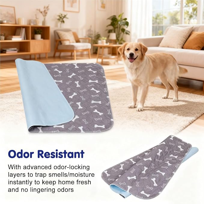 Pee Pads with Pheromones, Elite Pads for Cats, Washable Pee Pads for Dogs, Leak-Proof & Anti-Slip Pet Training Pad for Home & Travel(Grey, M: 23.6" × 15.7")