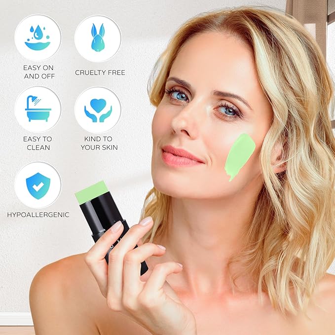 Go Ho Pastel Green Face Body Paint Stick,Water Based Washable Light Green Face Paint Stick,Non-toxic Full-coverage Cream Light Green Body Paint for Halloween Costumes Cosplay SFX Makeup