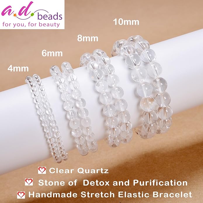 AD Beads Handmade Gemstone Stretch Elastic Bracelet Crystal Healing Reiki Nature's Beauty and Spiritual Essence Unisex