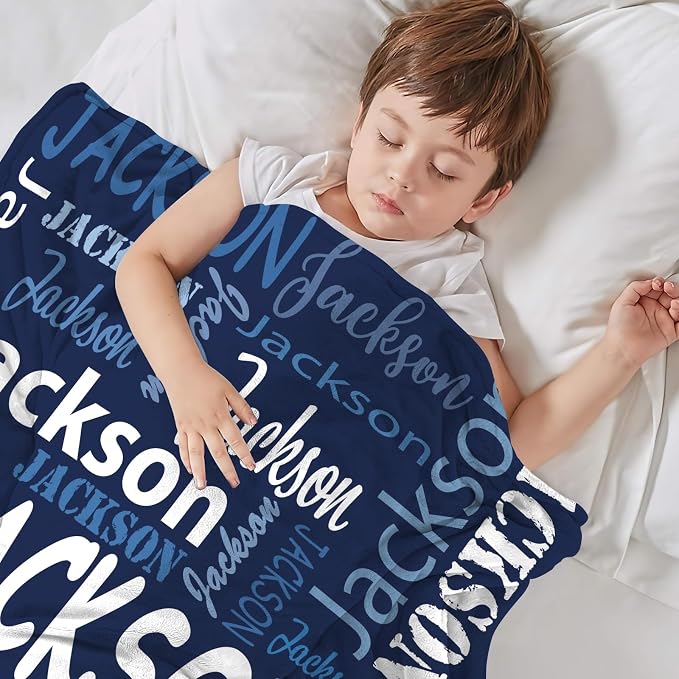 Yofair Ships Next Day, Personalized Blankets for Kids Custom Name Blanket for Boy Flannel Throw Blanket Customized Son Gifts for Teen Boys
