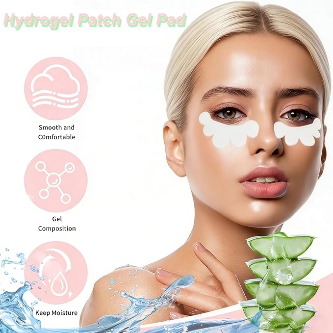 100 Pairs Professional Under Eye Pads Gel Lash Extensions, Premium Hydrogel Patch Gel Pad Beauty Makeup Tool for Under Eyes Eyelash Extension (Pink)