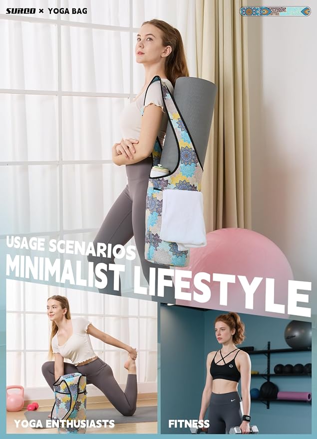 Yoga Mat Bag – Neoprene, Lightweight, Spacious Carrier, Large Zipper Pocket, Ideal for Gym Yoga & Fitness Mats