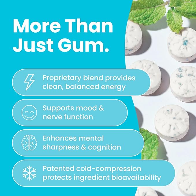 Neuro Day & Night Support Set – Energy & Focus Gum (54ct, Peppermint) + Calm & Clarity Mints (72ct, Honey Lemon) – Natural Caffeine, GABA, L-Theanine, B12 + B6 – Sugar-Free Nootropic Supplement Bun