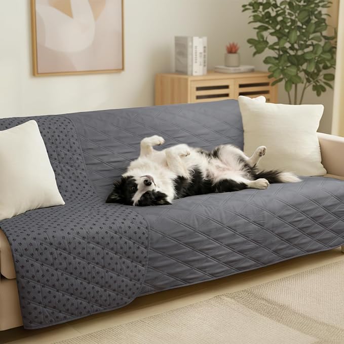Luciphia Waterproof Couch Cover for Dogs, Non-Slip Pet Sofa Protector | Non-slip waterproof couch cover scratch-resistant machine washable protects sofa bed, Grey, 68" x 82"