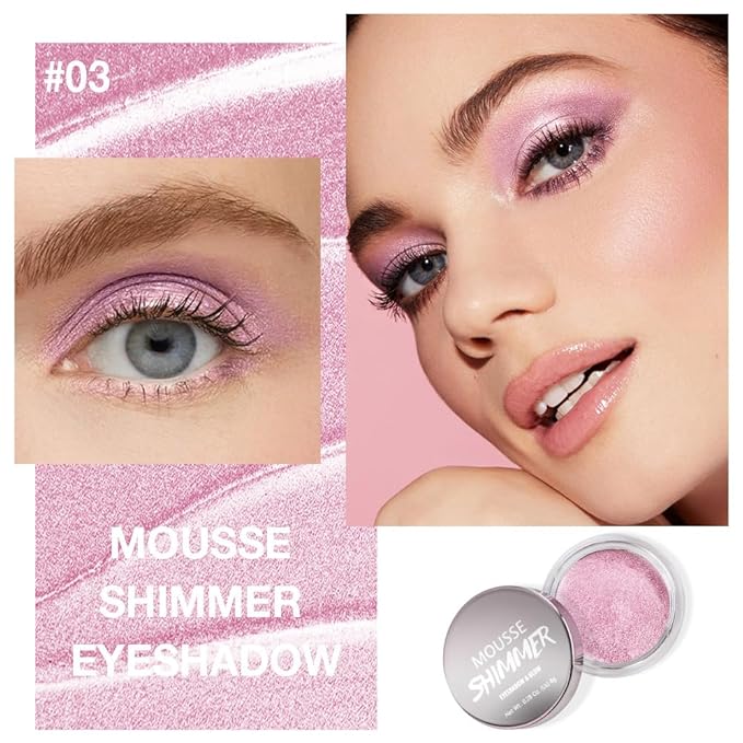 Pink Pearl Sheen Cream Shimmer Eyeshadow – Pink Glitter Eye Shadow Pot, Brightening High Pigment Shade, Waterproof Long-Lasting Crease-Proof Single Eyeshadow for Natural & Highlight Eye Makeup 3