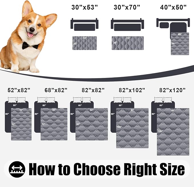 Smiry Waterproof Dog Bed Cover Blanket, Reversible Pet Blanket | Soft Reversible, Washable Leakproof Cats Dogs Couch Cover for Sofa, Couch, Furniture (82x82 Inch)