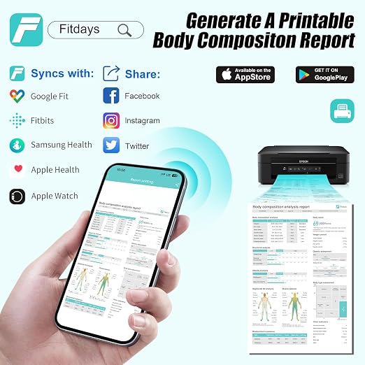 KUAIVO 8-Electrode Smart Body Fat Scale with Handle, 28 Body Metrics, Segmental Measurements for Arms/Legs/Torso for Arms/Legs/Torso, Large Display, App Sync, 180kg/400lbs
