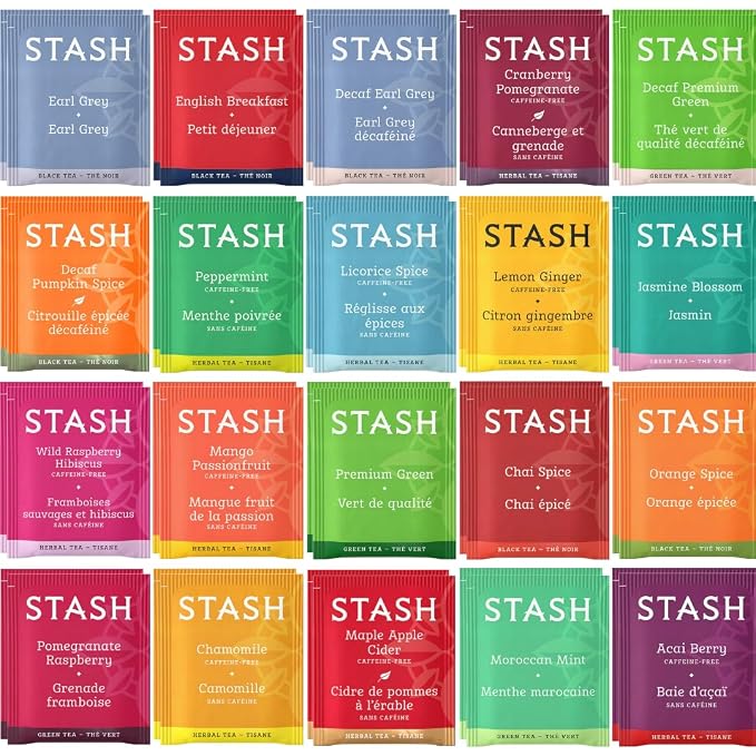 STASH Premium Tea Sampler Assortment Gift Box | 56 count | Prime Tea Variety - Earl Grey, Black, Fruit, Citrus, Green, Herbal, Raspberry and more
