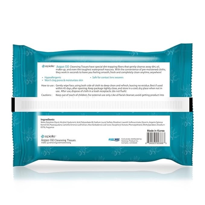 Epielle Makeup Remover Wipes, Remove Waterproof Mascara, Gentle Daily Facial Cleanser Towelettes with Collagen, Cucumber & Argan Oil, Stocking Stuffers, 60 Count (Pack of 4)