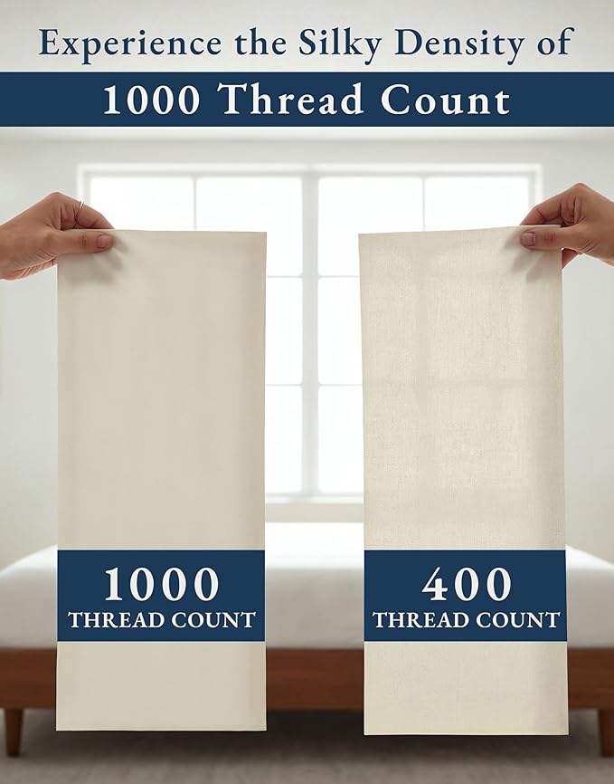 LANE LINEN 100% Cotton California King Sheet Sets - 1000 Thread Count, Soft & Comfy Luxury Hotel Like Thick Fully Elasticized Mercerized Cotton Cal King Set, No Pill Fade Resistant Bedding - Ivory
