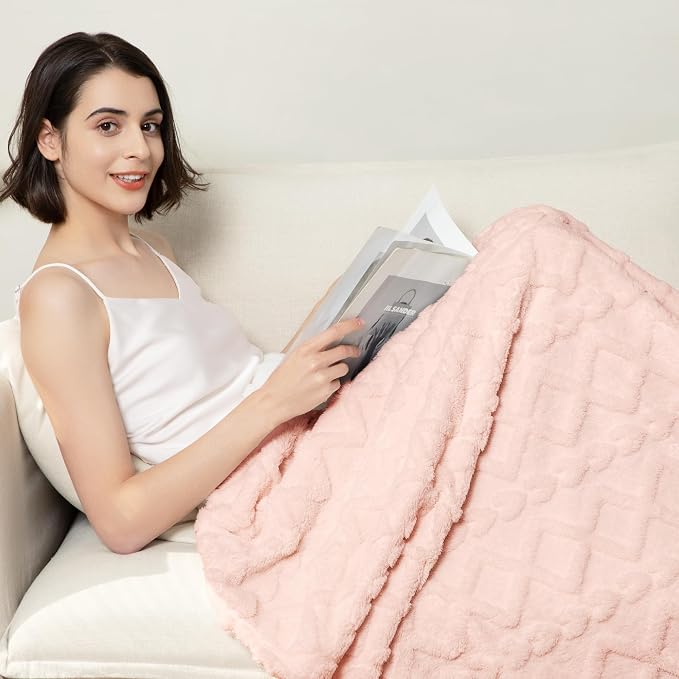 Aganear Fleece Throw Blanket for Bed Couch 90"x90" Pink | Lightweight Fuzzy Throw,Warm Gift for Women,Christmas,Housewarming,Soft,Boho Design for Room Home Decor,All-Season Use