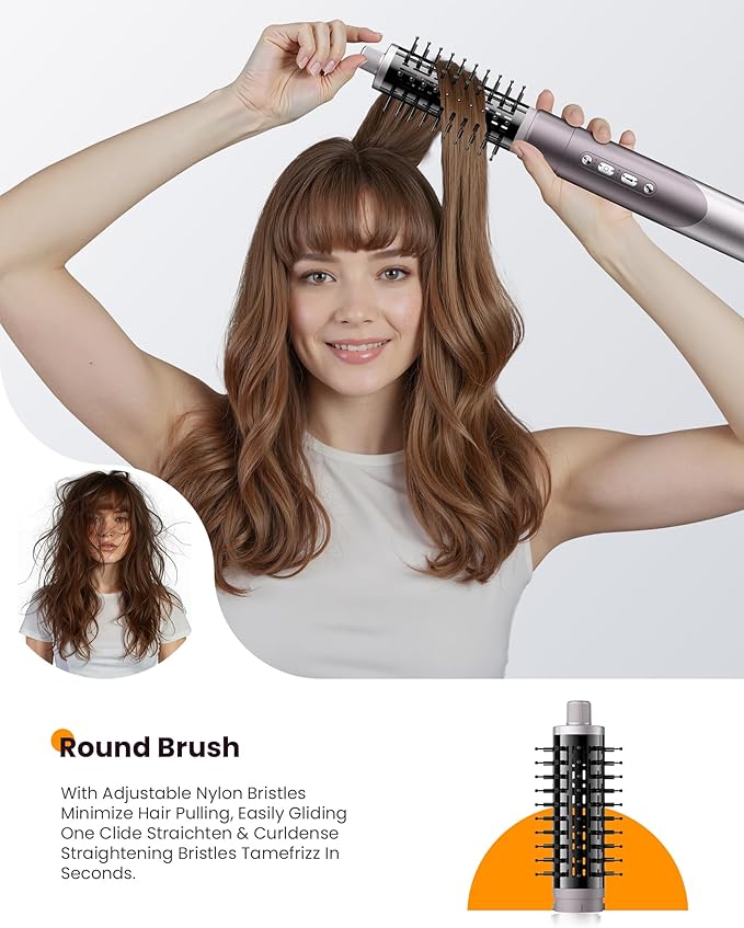 MESCOMB Upgraded Infrared 6 in 1 Hot Air Styler Wrap - Dual Voltage Hair Dryer| Fast Drying & No Heat Damage, Professional Multi-Styler for Curling, Volumizing & Smooth Straightening (100V-240V)