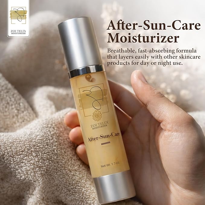Zoi Teli’a After Sun Care Moisturizer with Coffee Berry Polyphenols, Ashwagandha & Green Tea Extract -Fast Absorbing Daily Moisturizing Summer Skincare Cream for Face and Body - Beige - 1.7 oz