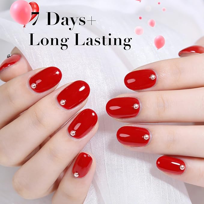 AZUREBEAUTY Red Valentine's Nail Polish Set Quick Dry Silver Glitter Cat Eye 4 Colors Natural Fingernail with Top Coat DIY Salon Home no Gel Women Gifts