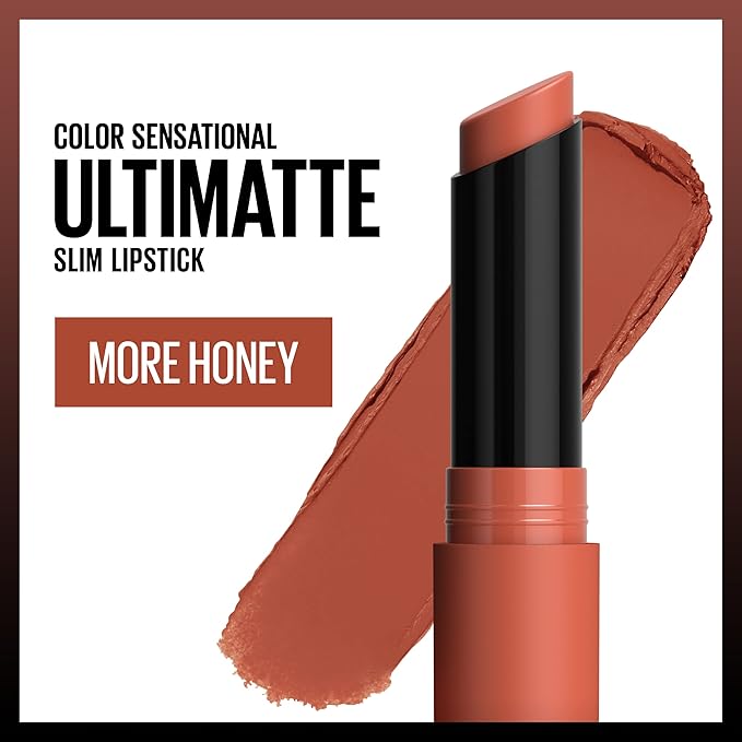 Maybelline Color Sensational Ultimatte Matte Lipstick, Non-Drying, Intense Color Pigment, More Honey, Dirty Peach, 1 Count