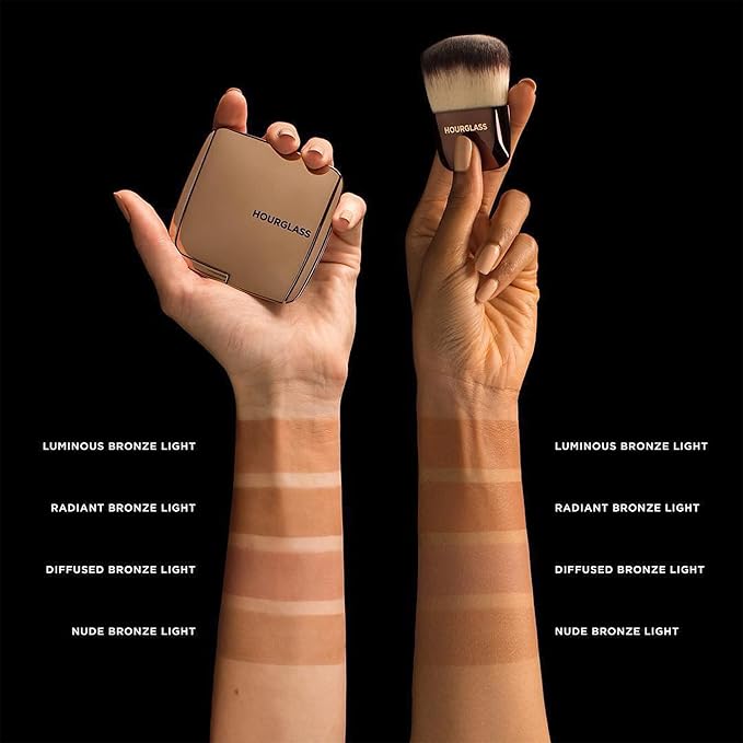 Hourglass Ambient Lighting Bronzer in Nude Bronze Light. Highlighting Bronzer for a Natural Sun-Kissed Glow. Vegan and Cruelty-Free.