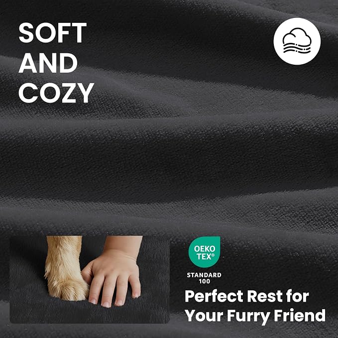OhGeni Orthopedic Waterproof Large Dog Bed, Memory Foam, 41 inch(Black) | Machine-Washable Removable Cover in Easy-Clean Fabric, Reversible Memory Foam & Easy-Carry Handle, Suitable for Crate