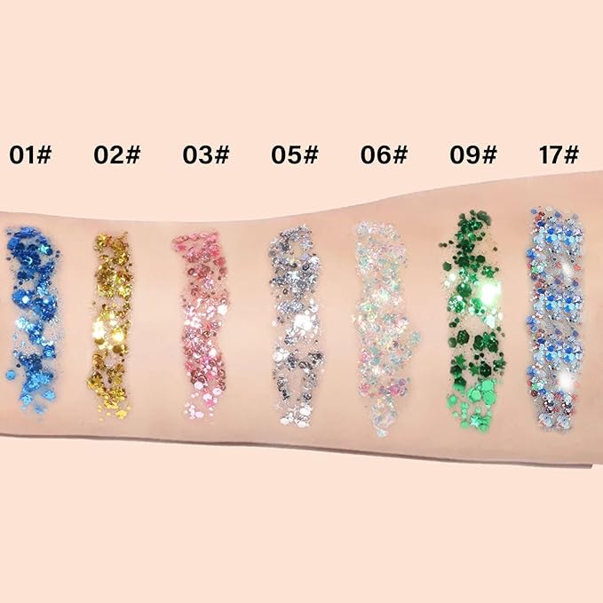 Body Glitter Gel - Christmas Gifts for Kids and Women, Sparkly Chunky Glitter Hair, Singer Concert Festival Rave Accessories (Silver Body Glitter)