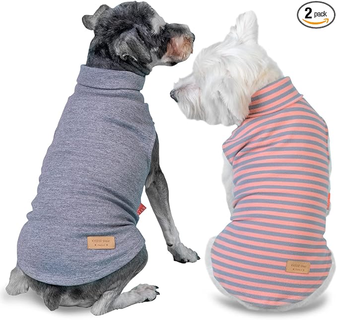 KYEESE 2Pack Dog Sweater for Small Dogs Soft Pet Coats Fleece Sweatshirt | Warm Turtleneck Dog Pullover Clothes, 4-Way Stretch & Lightweight Vest, Doggie Coat in Cold Weather, Daily Wear