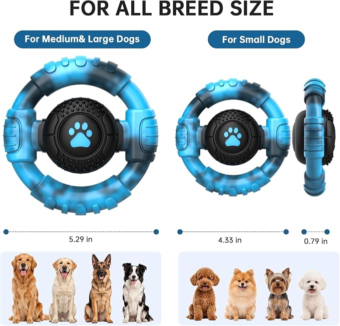 Pamlulu Small Dog Chew Toy, Tough Squeaky Puppy Chew for Small Breeds, Rubber and Nylon Design, Indoor and Outdoor Play, Birthday Gift