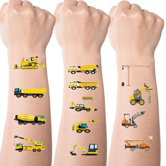 10 Sheets Cartoon Car Temporary Tattoos Digger Fake Tattoos Styles Mixed Bulldozer Tattoos Cute Cranes Construction Trucks Stickers Waterproof Road Sign Tattoo for Kids Boys Girls Body Art Makeup
