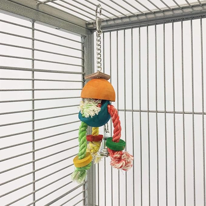 Crazy Legs- Natural Wood & Rope Dangling Interactive Treat Foraging Cage Accessory Toy - Sugar Gliders, Ferrets, Parrots, Squirrels, Marmosets, Degus, Hamsters, Rats & Other Small Pets… (1 Pack)