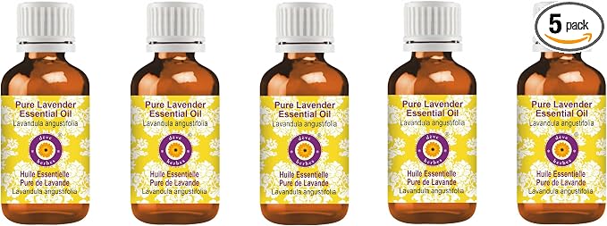 Deve Herbes Pure Lavender Essential Oil (Lavandula angustifolia) Steam Distilled (Pack of Five) 100ml X 5 (16.9 oz)