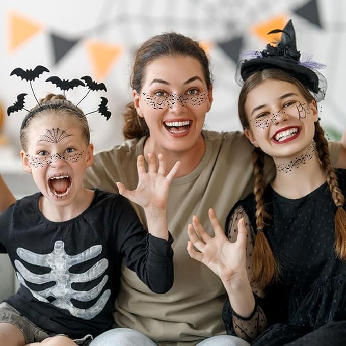 Halloween Freckles Face Stickers, Black Bat Freckles Temporary Tattoos Sticker - Waterproof Fake Tattoos for Adults & Kids, Gothic Party Costume Makeup Accessories for Halloween, Cosplay, Festival