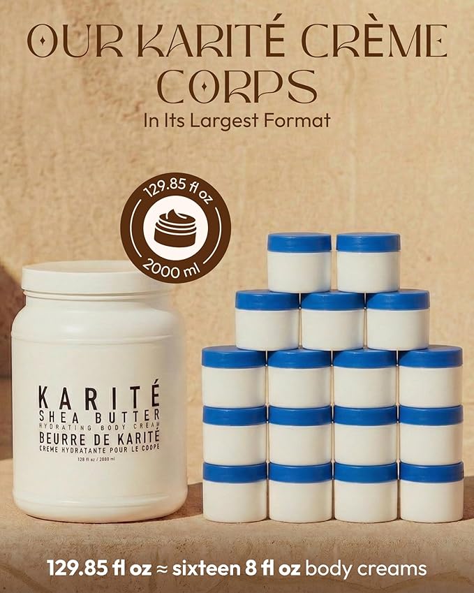 Karité Crème Corps Shea Butter Body Cream | Hydrating Moisturizer for Dry & Sensitive Skin | Dermatologist-Formulated and Approved | Cruelty-free & Hypoallergenic for all Skin Types- 129.85floz