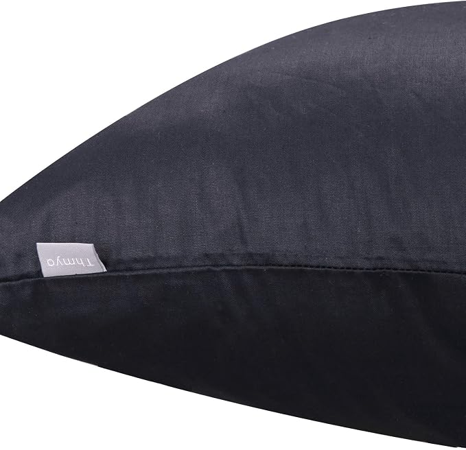 Thmyo 4-Pack 100% Cotton Comfortable Solid Decorative Throw Pillow Case Square Cushion Cover Sublimation Blank Pillow Covers DIY Pillowcases (Only Covers,Not Pillow Shams)(20x20inch/50x50cm,Black)
