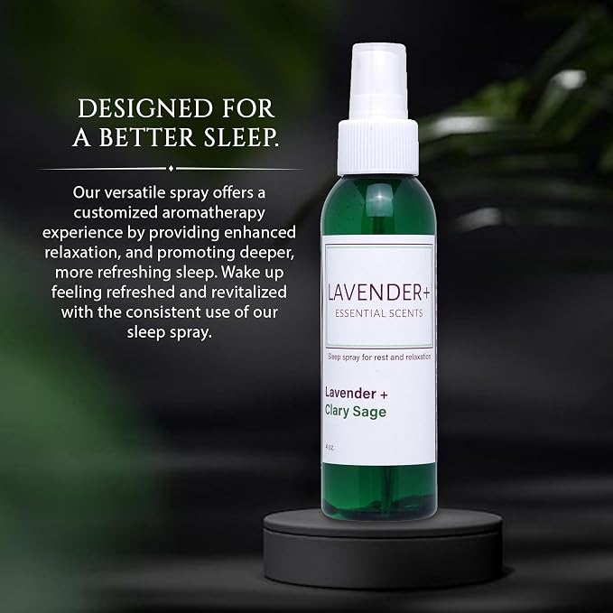 Lavender Sleep Spray for Pillows, Linens & Pajamas – Natural Calming Lavender & Clary Sage Aromatherapy Mist with Amethyst & Reiki Energy. Deep Sleep + Bedtime Relaxation for Adults & Kids. 4 oz (1)