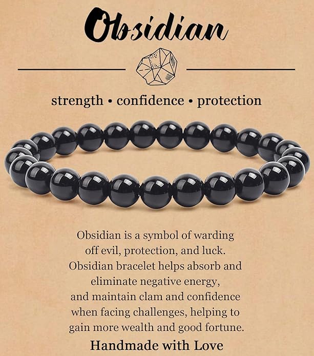 BOMAIL Natural Stone Bracelet for Women Men - 8MM Semi-Precious Gemstone Beaded Bracelet Healing Crystal Stretch Bracelet Yoga Bracelets Jewelry