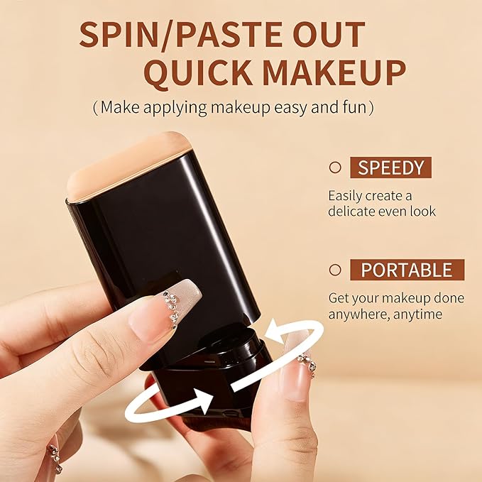 Flawless Hydrating Face Foundation Stick, Korean Lightweight Full-Coverage Cream-to-Matte Multi-Use Makeup for Dark Circles & Blemishes, Long-Wear Cream Stick with Brush, All Skin Types (01#Ivory)