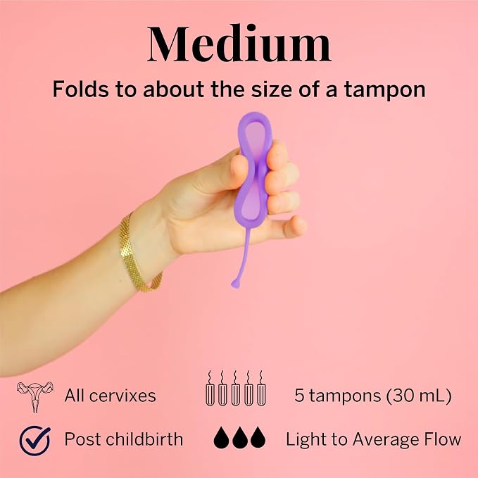 Pixie Menstrual Disc for Feminine Care - Ranked 1 for Best Tampon Alternative Period Disc - 100% Medical-Grade Silicone - Removes Like a Tampon - Wear 12 Hours - Capacity of 5 Tampons (Medium)
