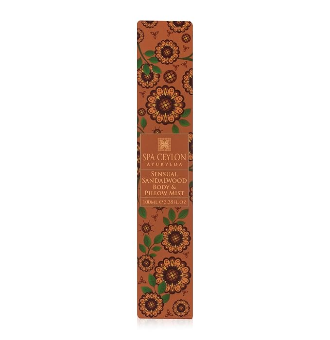 SPA CEYLON Sensual Sandalwood Body and Pillow Mist | Soothing Skin Care Spray with Organic Sandalwood, Vetiver & Witch Hazel | Vegan & Cruelty-Free for Bedtime Ritual