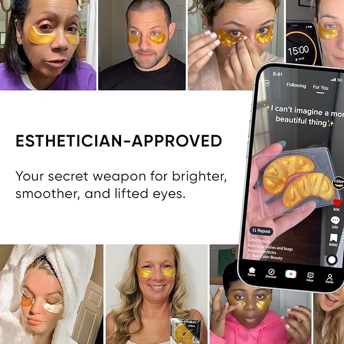 Celor Under Eye Patches for Puffy Eyes and Dark Circles - Eye Masks with Amino Acids & Collagen, Eye Care for Wrinkles - Birthday Gift for Women - Skincare Self Care - USA Tested (60 Pairs)