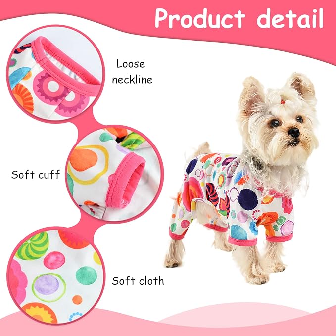 Dog Pajamas for Small Dogs Boy Girl, Dog Clothes Tiny Chihuahua Yorkie Spring Summer Shirt, Cute Puppy Outfit Pjs Jumpsuit Cat Onesie Apparel Pet Clothes