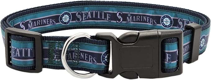 MLB Seattle Mariners Licensed PET COLLAR- Heavy-Duty, Strong, and Durable Dog Collar. Available in 29 Baseball Teams and 4 Sizes