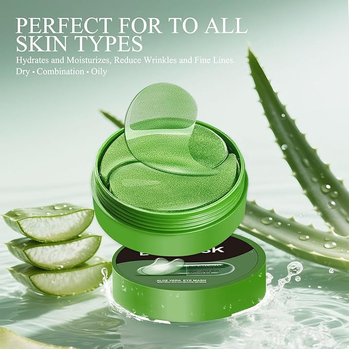 Under Eye Patches for Dark Circles and Puffiness, Aloe Vera Eye Masks 60 Pcs, Anti-Aging Eye Treatment to Reduce Wrinkles & Fine Lines, Hydrating & Firming Under Eye Skin with Natural Ingredients