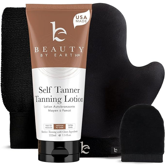 Self Tanner with Tanning Mitt - USA Made Sunless Self Tanning Lotion with Organic Ingredients