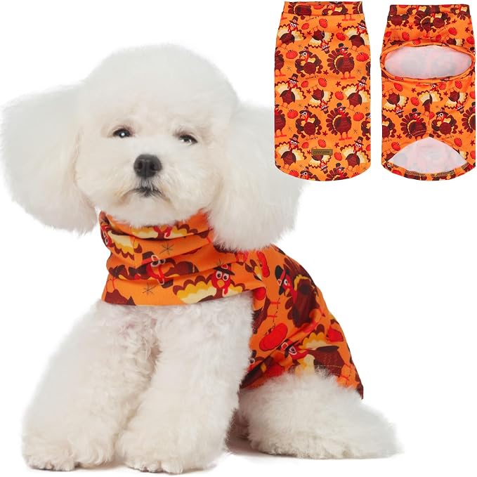 Thanksgiving Cat Sweater Warm Fleece Pet Clothes for Cats Only | Soft Cat Vest Puppy Hoodie Coat, Fall Cold Winter Sweatshirt Pullover Clothing also for Small Dogs, Turkey L