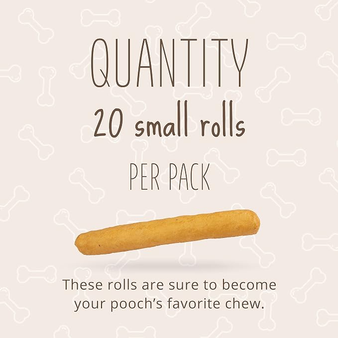 Better Belly Pork Hide Small Roll Highly Digestible Dog Treats, 20 Count | With Natural Smoke Flavor, Long-Lasting Digestible Chew, No Grain Added, No Artificial Colors Or Flavors, For Adult Dogs