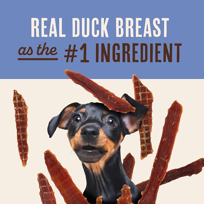 Waggin' Train Duck Jerky Dog Treats for Dogs with Sensitive Stomachs, Made with 100% Real Duck Breasts, Three All-Natural Ingredients, High Protein Dog Treat, Easily Digestible for Dogs, 36 oz. Pouch