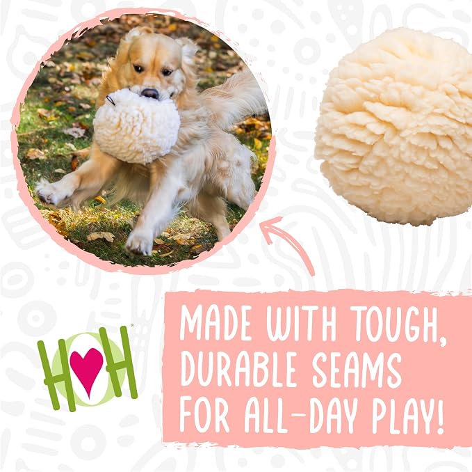 HuggleHounds Plush Ball Dog Toy - Fuzzy Round Ball Dog Toy with Soft Fleece, Durable Stuffed Plush for Small and Large Breeds - 8" HuggleFleece, Large (Pack of 3)