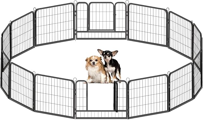 CAPHAUS 24/32/40 Inch Height Bold Metal Foldable Heavy-Duty Pet Playpen with Door, Available in 8/16/24/32 Panels Indoor/Outdoor Portable Kennel, Dog/Animals Exercise Fence Cage for Yard, RV, Camping