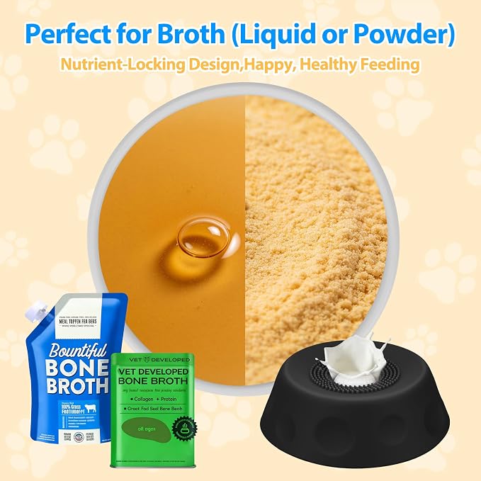 Dog Licking Bowl with Rolling Ball - Slow Feeder Dog Lick Bowls for Yogurt Liquid Treat, Anti-Slip Entertained Bone Broth 5/6 Cup Pup Licking Toy for Large Medium Small Pet Cats Dietary Black